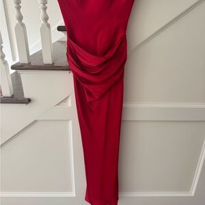 House of CB Persephone Scarlet Red Strapless Corset Maxi Dress